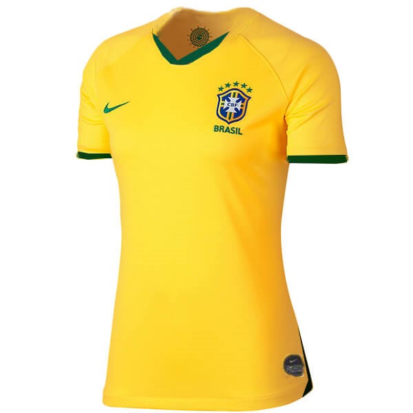 Camiseta Brasil 1ª Mujer 2019 Amarillo